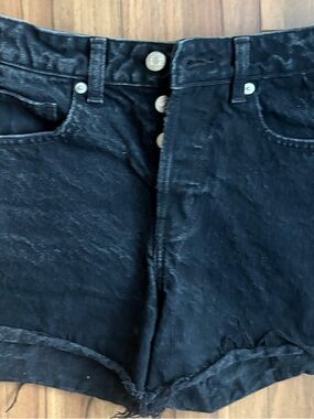 H&M Black Women's Denim Shorts with Button Fly